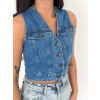 Marchè Bien Kot Jeans Kadın Yelek - Mavi