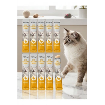 KREM KEDİ ÖDÜL MAMASI TAVUK ÇEŞİTLERİ 15 GR 10 AD.