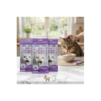 TAVUK ETLİ KEÇİ SÜTLÜ KREM KEDİ ÖDÜL MAMASI 15 GR 4lü paket x 3 adet