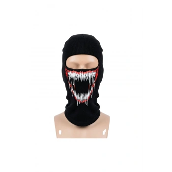 Unisex Canavar Diş Baskılı Balaklava 1 Adet Tek Beden Viskoz Kask İçi Motosiklet Maskesi