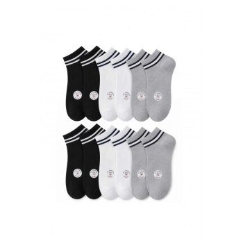 Unisex Çizgili Patik Çorap 6lı | %85 Pamuklu Geri Dönüşüm İplikli, İnce Dikişli Spor