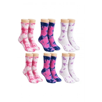 Unisex Batik Desenli Çorap 6lı Set Pamuklu Renkli Uzun Soket Dikişsiz Nefes Alan Günlük Spor Çorabı