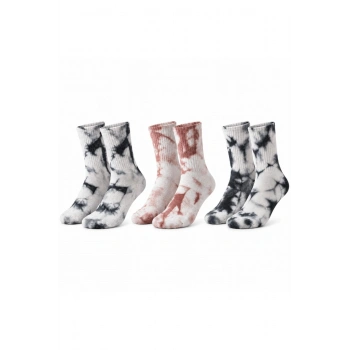 Unisex Batik Desenli Çorap 3lü Set Pamuklu Uzun Soket Günlük Spor Nefes Alan Dikişsiz