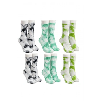 Unisex Batik Desenli Çorap 6lı Set Renkli Pamuklu Uzun Soket Dikişsiz Nefes Alan Günlük Spor Çorabı