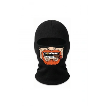 Unisex Sakallı Puro Baskılı Balaklava 1 Adet Tek Beden Viskoz Kask İçi Outdoor Maske