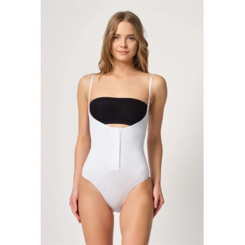Beyaz Göğsü Açık Agraflı Body Korse - SSSSSS7551-3792