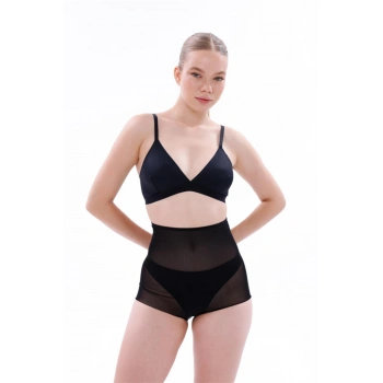 Siyah Lazer Kesim Tül Toparlayıcı Slip Hayalet Külot Korse - SSSSSS3679-3222