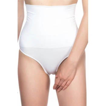 Beyaz Double Yüksek Bel Çıtçıtlı Slip Korse - SSSSSS3757-4438