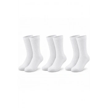 Unisex Beyaz Soket Çorap 3lü Set %80 Pamuk Dikişsiz Burun Takviyeli Esnek Günlük Spor Çorabı Konfor
