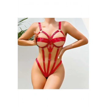 Fantezi Lastik Body Harness Kırmızı - SSSSSS8407-8572