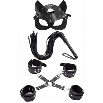 Maske Kırbaç Bileklik 5 Li Harness Deri Set - SSSSSS3058-2356