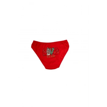 Kırmızı Yılbaşı Desenli Love New Year Pamuklu Külot - SSSSSS4490-3079