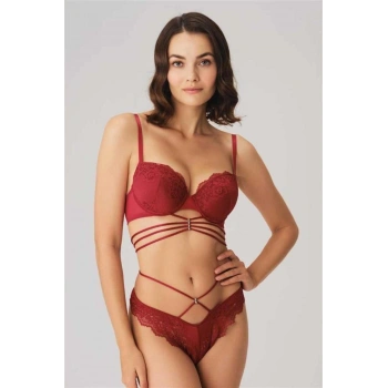 Balenli Destekli Dolgulu Göbek Detaylı Dantelli Sütyen ve String Takım - SSSSSS6892-3388