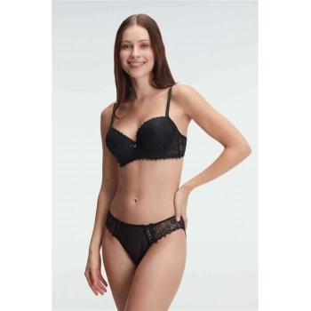 Destekli Dolgulu Balenli Kaplı Dantel Detaylı Sütyen Slip İç Çamaşırı Takı - SSSSSS6591-3