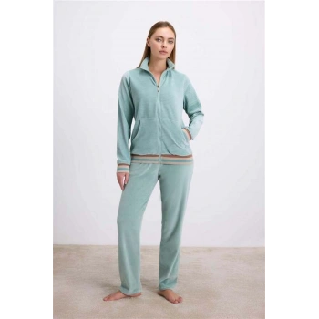 Kadife Dokulu Uzun Kollu Sweatshirt ve Pantolon Takımı - SSSSSS2255-7371