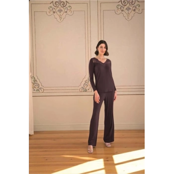 Uzun Kollu ve Dantelli Pijama Takımı - SSSSSS3443-2640