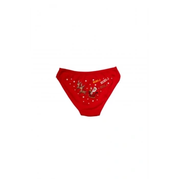 Kırmızı Yılbaşı Desenli Hoo Hoo Hoo Pamuklu Külot - SSSSSS9756-3546