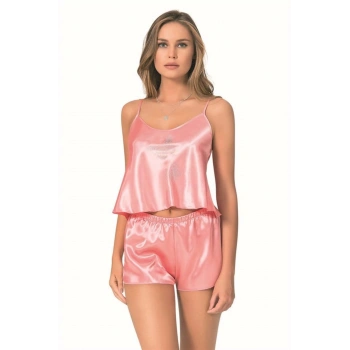 Mercan Saten Babydoll Şort Takımı - SSSSSS6381-6265