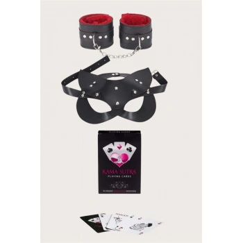 Sexy Görselli Oyun Kartı Kama Sutra Kelepçe Maske Set - SSSSSS1110-4512