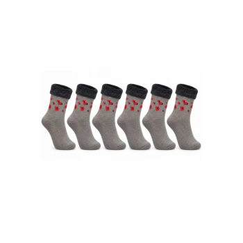 6’lı Kadın Kışlık Havlu Çorap Sıcak Tutan Karışık Desenli Yumuşak Çoklu Çorap Seti