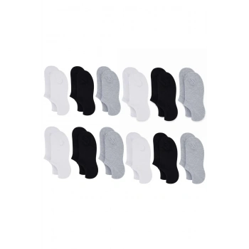 Kadın Bambu 12’li Dikişsiz Babet Çorap Siyah Beyaz Gri Görünmez Sneaker Çorap Nefes Alan Yumuşak