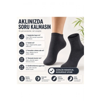 Erkek Kısa Konç 12’li Bambu Çorap 39-44 Dikişsiz Burun Nefes Alan Yumuşak Günlük Patik Çorap