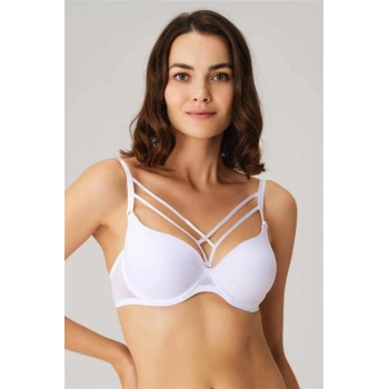 Balenli Desteksiz Dolgusuz Askıları Çıkabilen Yaka Detaylı T-Shirt Sütyeni - SSSSSS3616-3400