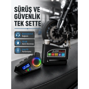 Marchè Bien Bluetooth 5.4 İntercom ve Alarmlı Disk Kilidi Seti Güçlü Ses ve Güvenlik - Lisinya