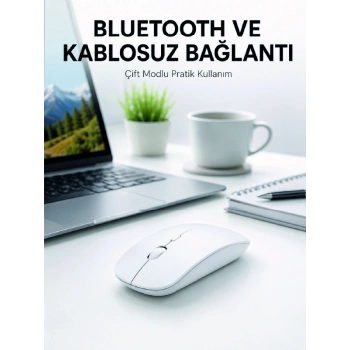 Marchè Bien Bluetooth Kablosuz Wireless Mouse Şarjlı Sessiz Ergonomik 5000 DPI Fare - Lisinya