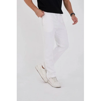 Marchè Bien Erkek Üç İplik Basic Eşofman Pantolon - Beyaz