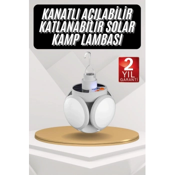 Marchè Bien Kamp Lambası Güneş Enerjili Solar 5 Kanatlı Katlanır Lamba Karavan - Lisinya