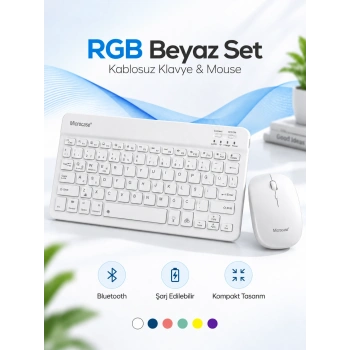 Marchè Bien RGB Beyaz Kablosuz Klavye ve Mouse Seti