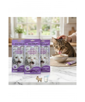 TAVUK ETLİ KEÇİ SÜTLÜ KREM KEDİ ÖDÜL MAMASI 15 GR 4lü paket x 3 adet
