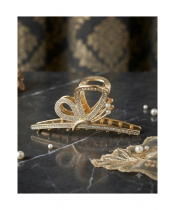 Gold zirkon taşlı metal mandal toka