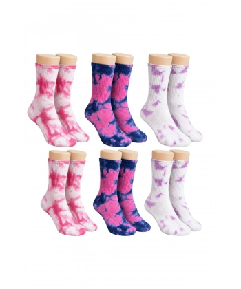 Unisex Batik Desenli Çorap 6lı Set Pamuklu Renkli Uzun Soket Dikişsiz Nefes Alan Günlük Spor Çorabı