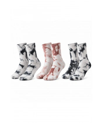 Unisex Batik Desenli Çorap 3lü Set Pamuklu Uzun Soket Günlük Spor Nefes Alan Dikişsiz