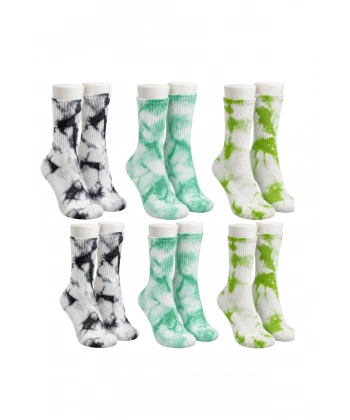 Unisex Batik Desenli Çorap 6lı Set Renkli Pamuklu Uzun Soket Dikişsiz Nefes Alan Günlük Spor Çorabı