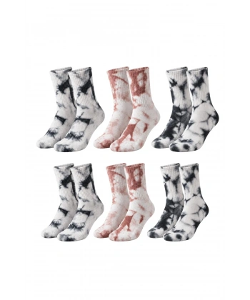 Unisex Batik Desenli Çorap 6lı Set Pamuklu Uzun Soket Günlük Spor Nefes Alan Dikişsiz