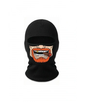 Unisex Sakallı Puro Baskılı Balaklava 1 Adet Tek Beden Viskoz Kask İçi Outdoor Maske