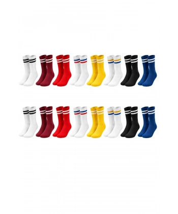 Unisex Renkli Çorap Çizgili 16lı Set Uzun Soket Günlük Spor Kolej Stil Rahat Kadın Erkek Çorabı