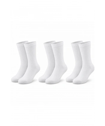 Unisex Beyaz Soket Çorap 3lü Set %80 Pamuk Dikişsiz Burun Takviyeli Esnek Günlük Spor Çorabı Konfor