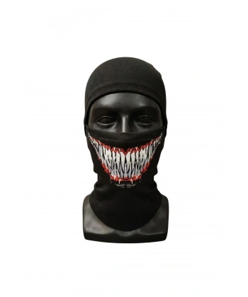 Unisex Tam Yüz Balaklava Diş Desenli Kışlık Maske Nefes Alan Esnek Kask Altı Boyunluk Yumuşak Viskoz