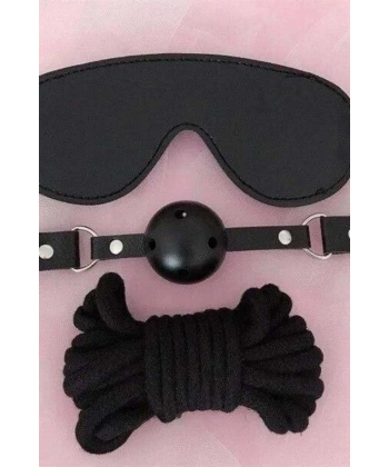 Gözlük Ağız Topu İp Üçlü Deri Harness Set - SSSSSS9592-8381