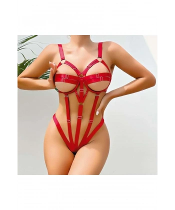 Fantezi Lastik Body Harness Kırmızı - SSSSSS8407-8572