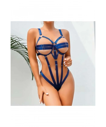 Fantezi Lastik Body Harness Mavi - SSSSSS5428-7347