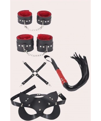 4lü Kol Bacak Kırbaç Maske Deri Aksesuar Set - SSSSSS5603-8403