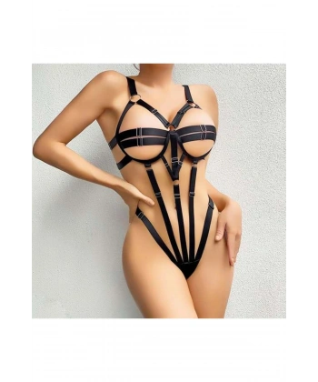 Fantezi Lastik Body Harness Siyah - SSSSSS3932-9079