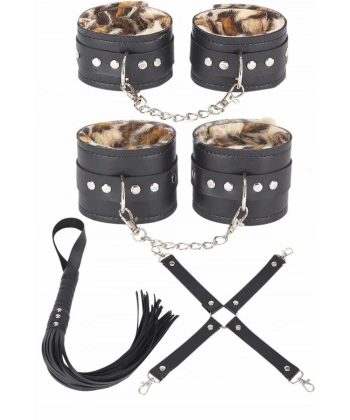 Deri Leoparlı 4lü Harness Set - SSSSSS1774-9039