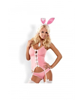 Pembe Fantezi Jartiyerli Tavşan Kız Kostümü - SSSSSS3096-6833