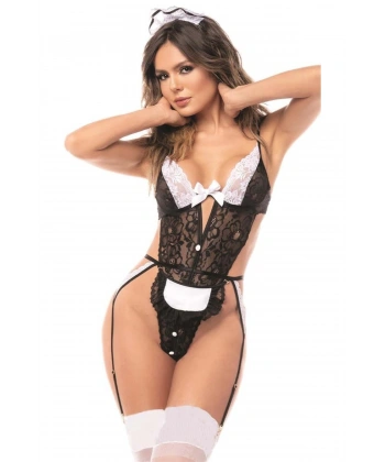 Siyah Dantelli Fantezi Body Kostümü - SSSSSS1820-8833